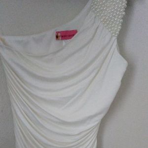 Ruched Top With Pearls